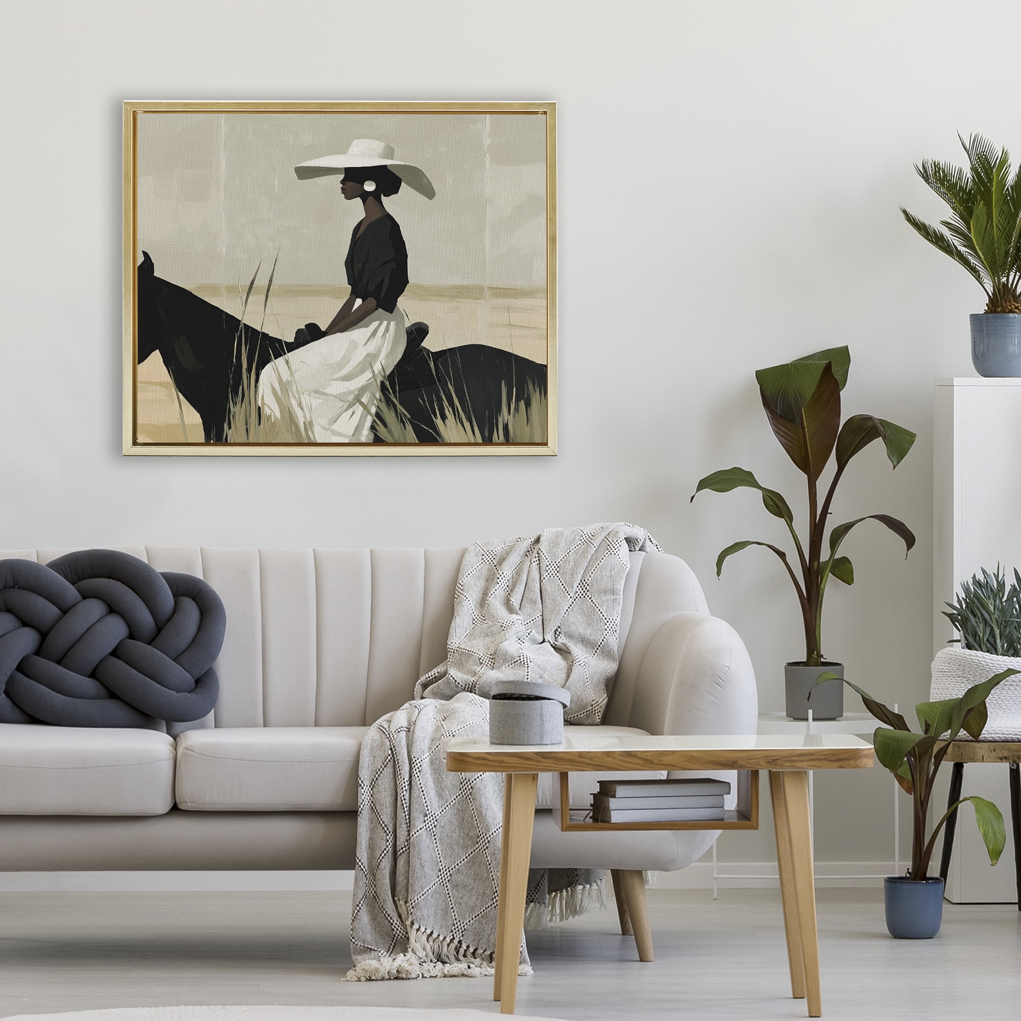 Stupell Industries Equestrian Elegance Silhouette Gold Framed Floater Canvas Wall Art, design by Svetlana Aleynikova