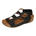 thumbnail image 3 of Domuza Women's Slip On Wedge Sandals 2026 Summer Comfortable Hollow Out Platform Sandals for Women Chunky Wedges Ankle Strap Open Toe Wide Width Casual Beach Sandal Black 7（EU-38）, 3 of 4