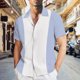 thumbnail image 3 of Camisas Para Hombre Manga Corta Camisa de manga corta de verano con de rayas impresas digitales en 3D para hombre Camisa informal de talla grande (Blue, M), 3 of 4
