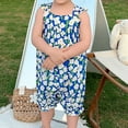 thumbnail image 2 of Otqutp 2024 Jumpsuit for Toddler Baby Girls Rustic Floral Pattern Print Suspender Romper Playsuit Holiday Clothes Kids Summer Outfits, 2 of 9