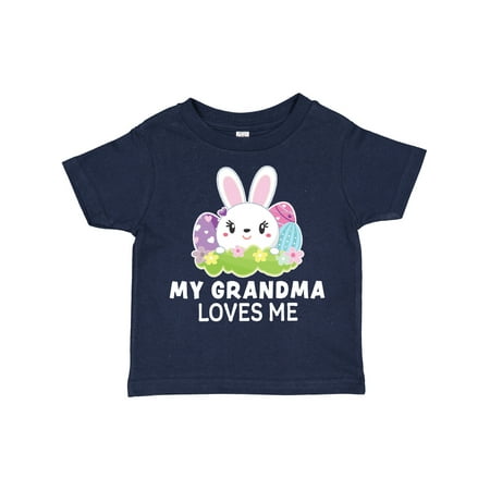 

Inktastic My Grandma Loves Me with Bunny and Easter Eggs Gift Toddler Toddler Girl T-Shirt