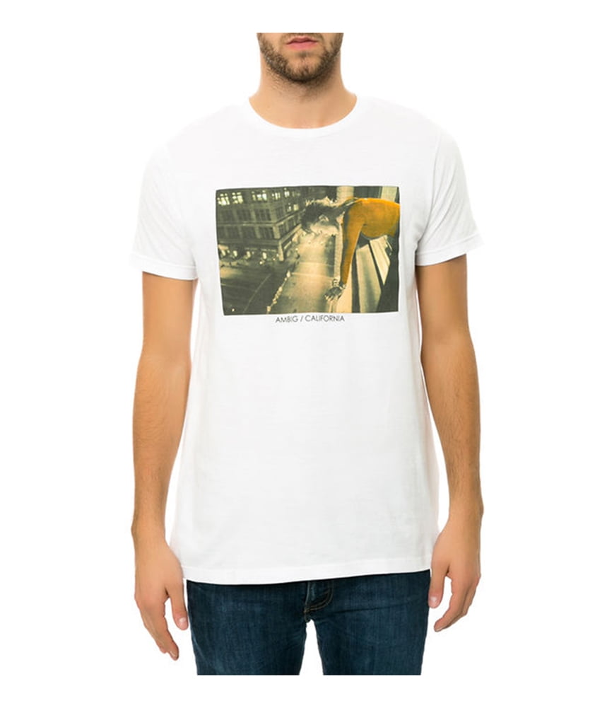AMBIG Mens The Downtown Photo Graphic T-Shirt, White, Large