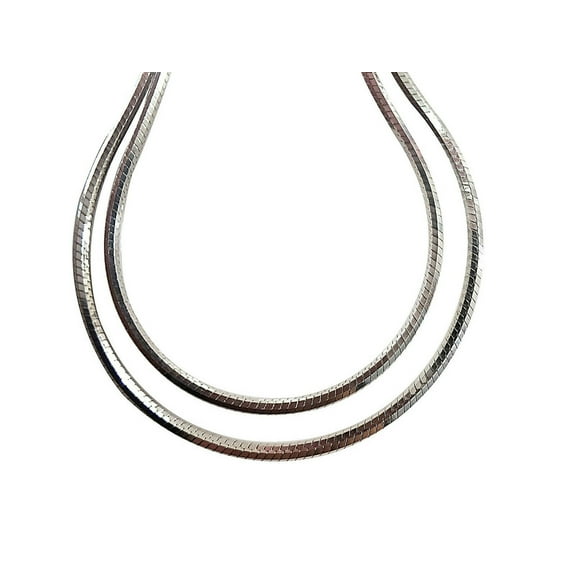 Nana Sterling Silver Square Snake Chain-Made in Italy-0.8mm 16" Platinum Plated