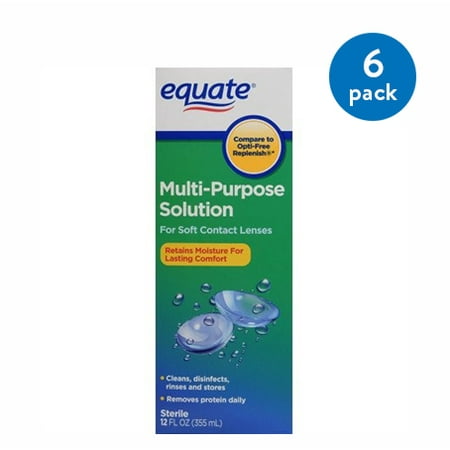 (6 Pack) Equate Sterile Multi-Purpose Contact Solution, 12 (Best Multipurpose Contact Lens Solution)