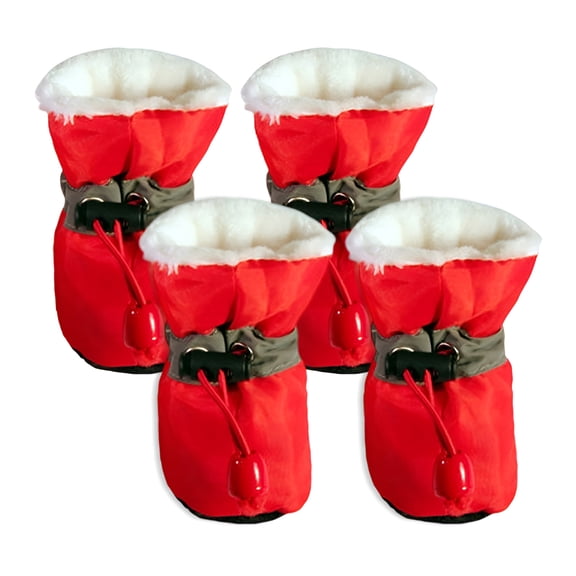 TELOLY 4Pcs Dog Shoes,Cloth Dog Paw Protector,Booties for Dogs Paws,Red,6.5*5.5Cm