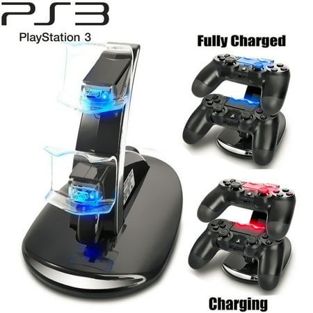 PS3 Playstation 3 Controller Charger, TSV Dual Console Charger Charging Docking Station Stand for Playstation 3 PS3 with LED Indicators,