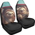 thumbnail image 3 of POLERO Anti-Slip Back Fabric Vehicle Seat Covers for SUV, Breathable Soft Front Seat Cover Polyester Fabric 2 Pack, Driving Sloths Pattern, 3 of 13