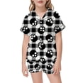 thumbnail image 4 of Halloween Pajamas Kids Size 5-6 Years Girls Halloween Homewear Short Sleeve Notch Collar Top with Shorts Pjs for Boys Black, 4 of 5