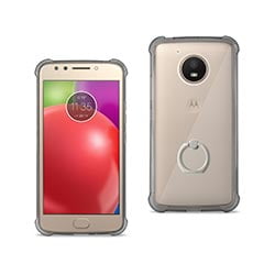 Reiko Motorola Moto E4 Active Transparent Air Cushion Protector Bumper Case With Ring Holder In Clear Black