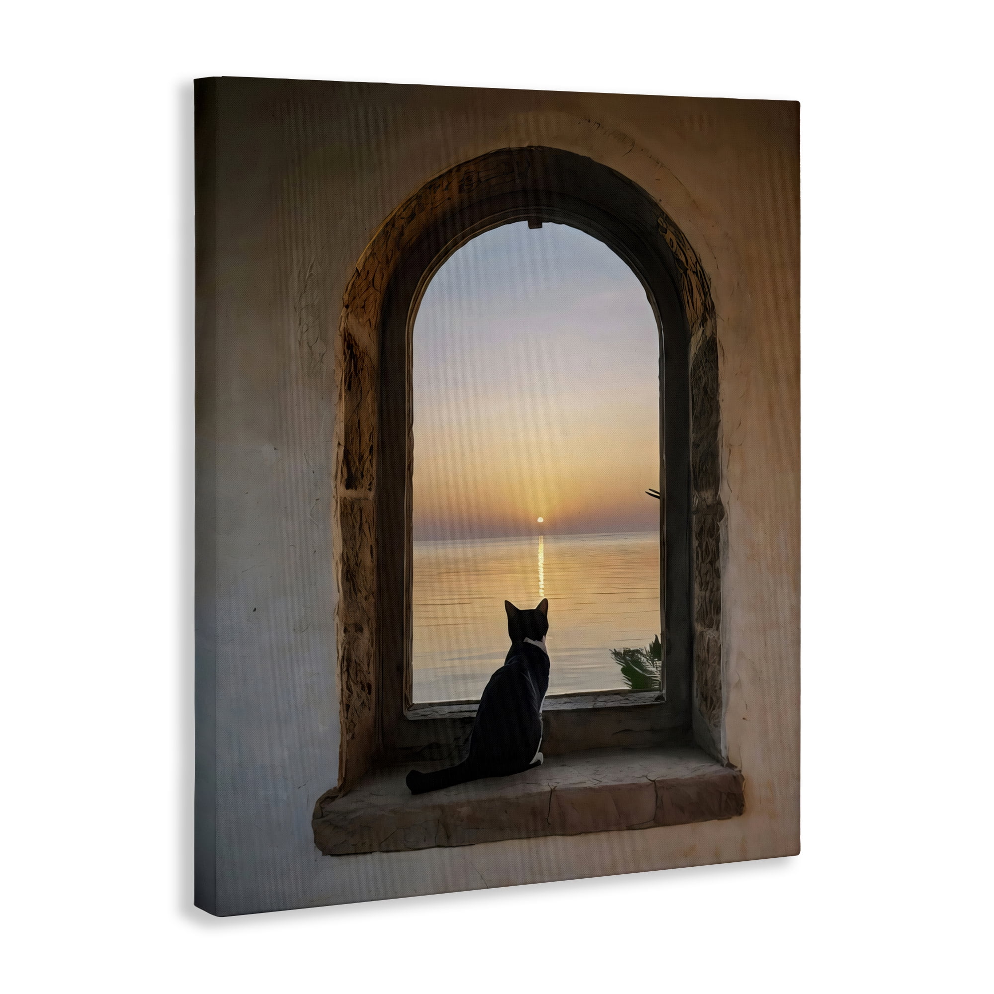 Stupell Industries Cat Overlooking Water at Sunset Canvas Wall Art, design by Creative Studio