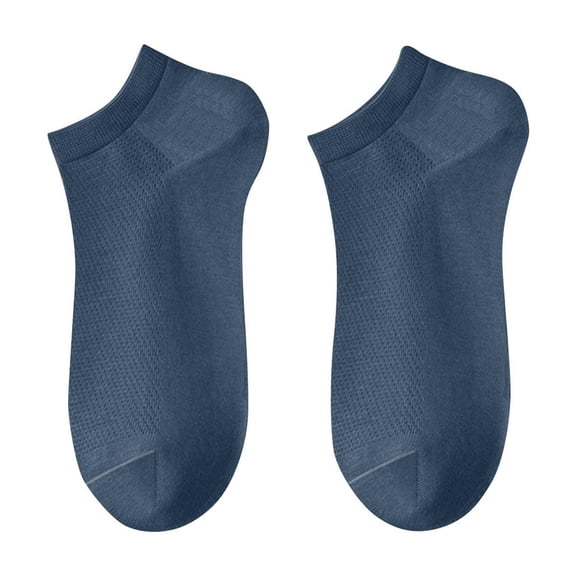 Xfvqtps 5 Pairs Mens Crew Socks No Show Thin Sweat Absorbent Comfortable Breathable Soft Sports Socks Dark Blue
