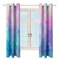 thumbnail image 4 of Colorful Gradient Fish Scale Texture Mermaid Blackout Window Curtains for Bedroom Living Room Kicthen High Shading 2 Panels, 4 of 6