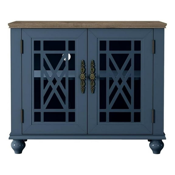 LIVILAND 38" Vintage Style Wood Kitchen Accent Buffet Sideboard Cabinet - Navy