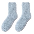 thumbnail image 2 of Eoperou 1 Pair Floor Socks Striped Fuzzy Stretchy Soft Mid-calf Cold Resistant Comfortable Winter Thermal Women Indoor Home Slipper Sleeping Socks for Daily Wear, 2 of 8