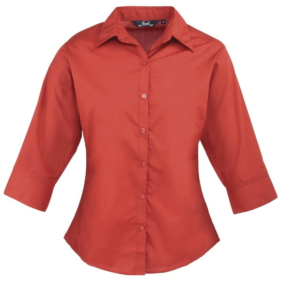 Premier 3/4 Sleeve Poplin Blouse / Plain Work Shirt