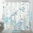 thumbnail image 2 of Dznils Cortina de Ducha Costera Náutica con Ganchos, Cortina de Baño de Tela Turtle Azul, 72" x 72", 2 of 8