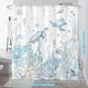 thumbnail image 2 of Dznils Cortina de Ducha Costera Náutica con Ganchos, Cortina de Baño de Tela Turtle Azul, 72" x 72", 2 of 8