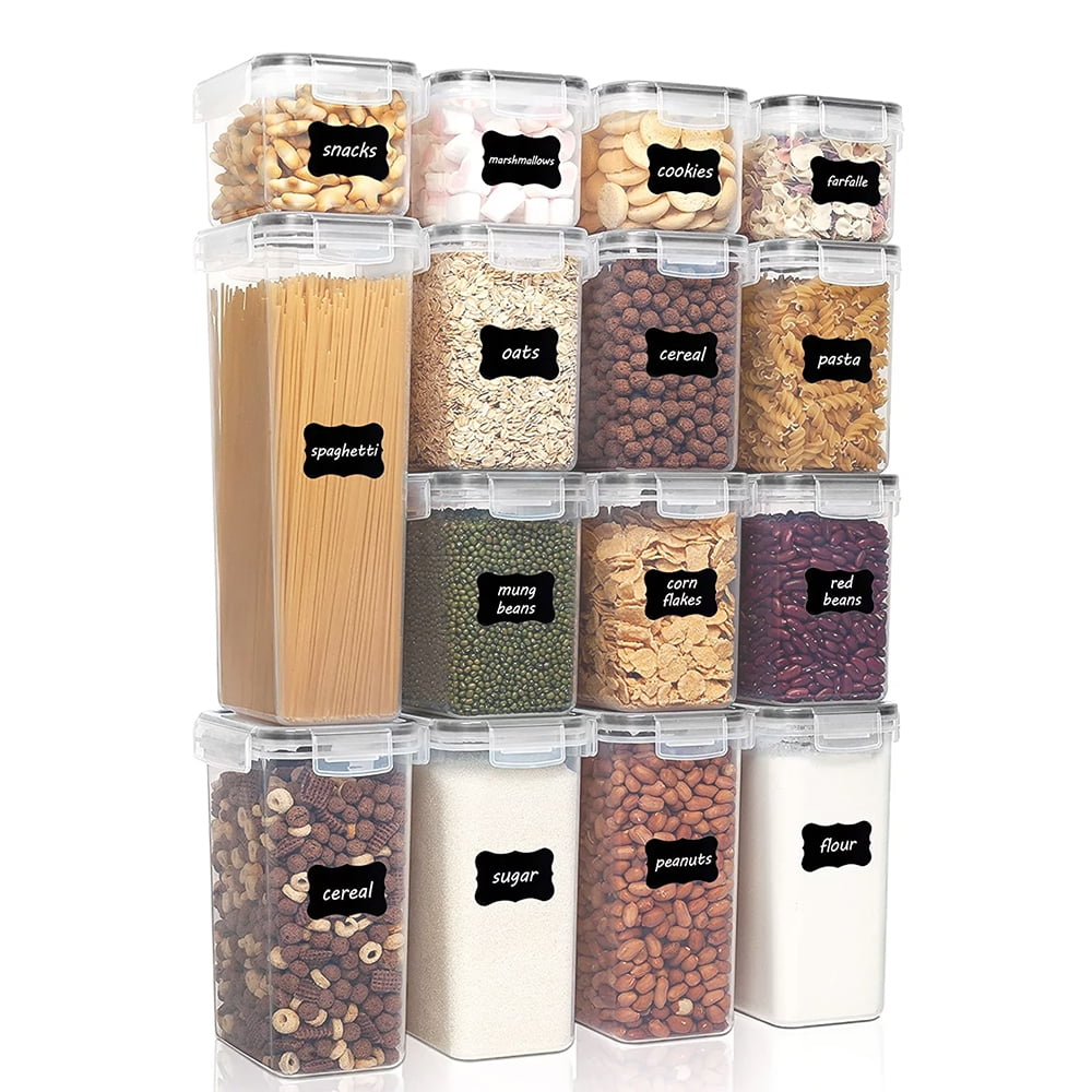 Airtight Food Storage Containers Set with Lids, 15 Pieces Kitchen Pantry Organization and BPA Free Plastic Canisters Include 24 Labels By WEPSEN - 2