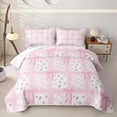 thumbnail image 2 of Erosebridal Princess Bow Twin Quilt Set for Girls, Plaid Spring Floral Twin Coverlet Set, 2 Pieces, 2 of 7