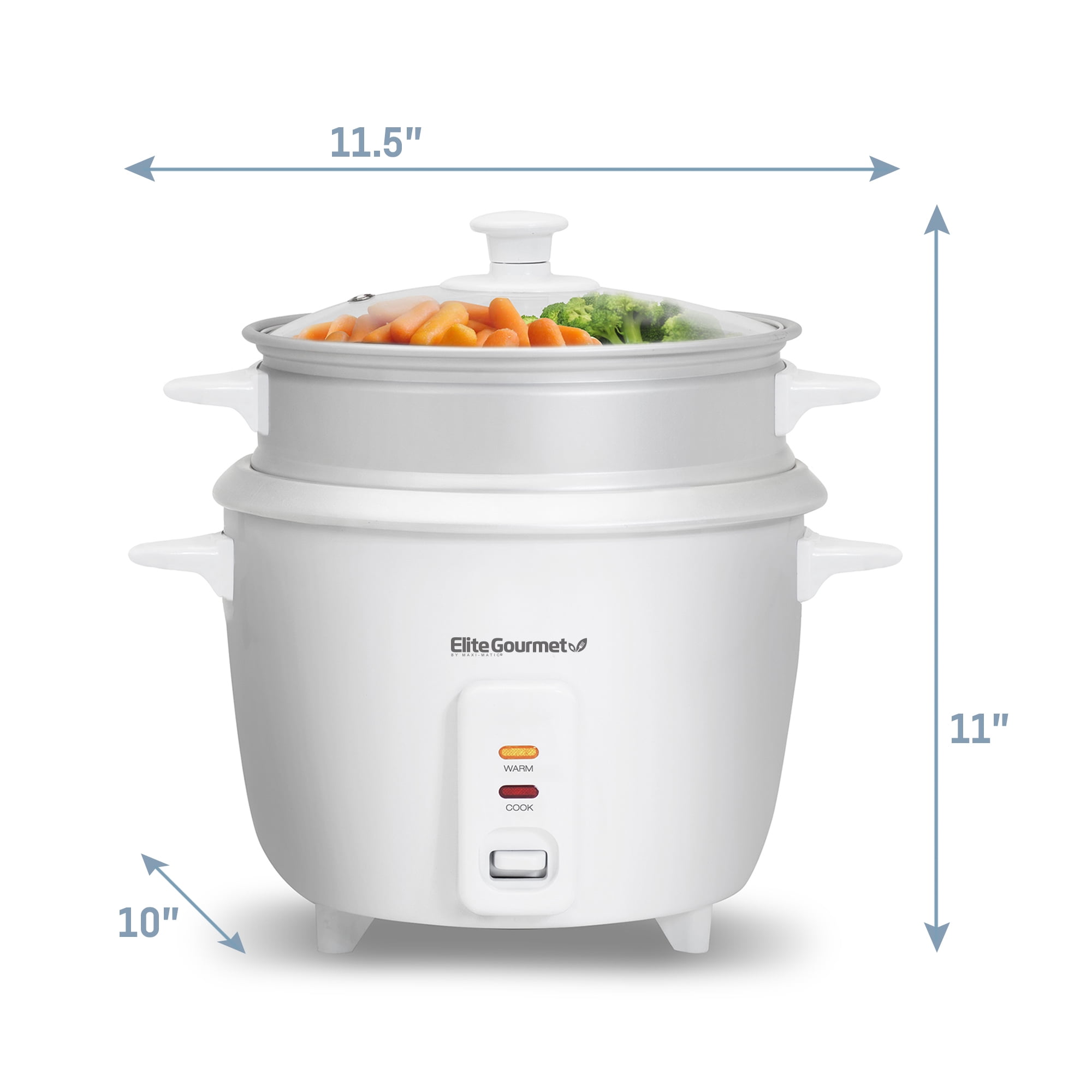 Elite Gourmet ERC008ST 8Cup Rice Cooker with Steam Tray