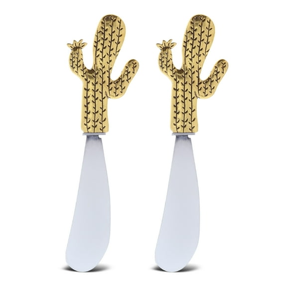 KitchaBon Gold Stainless Steel Dip & Cheese Spreader, Set of 2 - 4.7"- Cactus