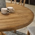 thumbnail image 6 of Roundhill Furniture Windvale 5-Piece Dining Set, Cross-Buck Round Table with 4 Stylish Chairs, Oak, 6 of 16