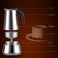 thumbnail image 4 of Cafetière Moka 2/4/6/9 Tasses, Cafetière Moka en Acier Inoxydable, 4 of 8