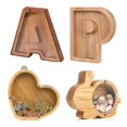 thumbnail image 4 of Hucha de madera de 26 letras, Caja de Ahorro de madera maciza, almacenamiento de monedas, adorno de escritorio, decoración, manualidades, regalos de navidad, 4 of 4