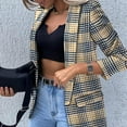 thumbnail image 4 of IROINNID Women's Blazer Jacket Long Sleeve Plaid Turndown Lapel Outwear, Casual Business Attire Plaid Slimming Cardigan Jacket, 4 of 8