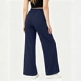 thumbnail image 5 of Women's Soft Fabric Straight Leg Pants with Pockets, Mid Elastic Waist, Stretchy Slim Fit, Casual Business Lounge Wear, Long Pants for Women | UKHCCC,Navy S, 5 of 6