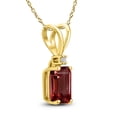 thumbnail image 2 of SZUL Women's 14K Yellow Gold 7x5MM Emerald Shaped Garnet and Diamond Pendant, 2 of 5
