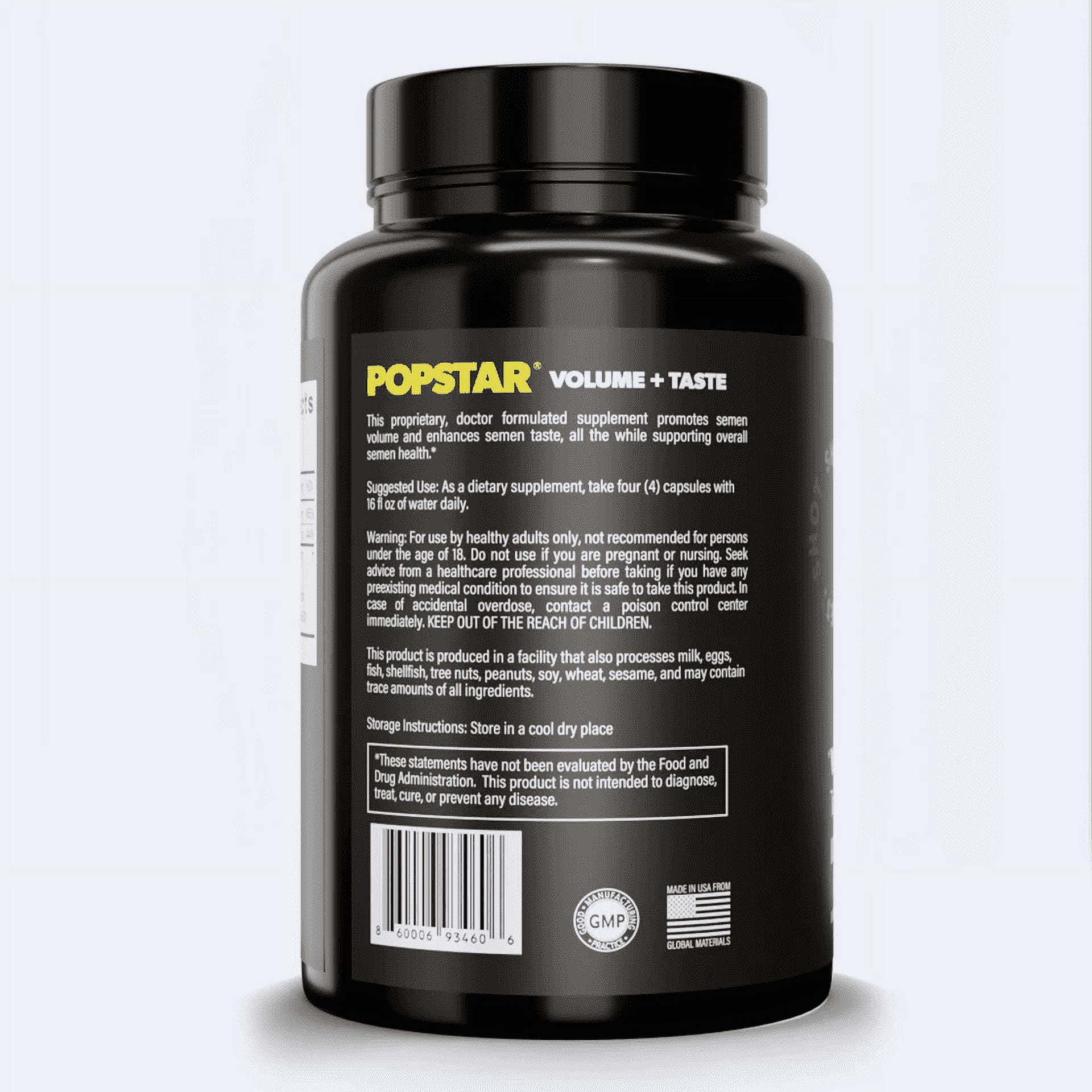 Popstar Semen Volume Supplement - Men's Semen Health & Fertility - Doctor Formulated with Zinc - 1 Month Supply