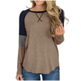thumbnail image 2 of Puntoco Moda Mujer Cuello Redondo Manga Larga Estampado Patchwork Casual Camiseta Blusa Puntoco Puntoco-2101, 2 of 6
