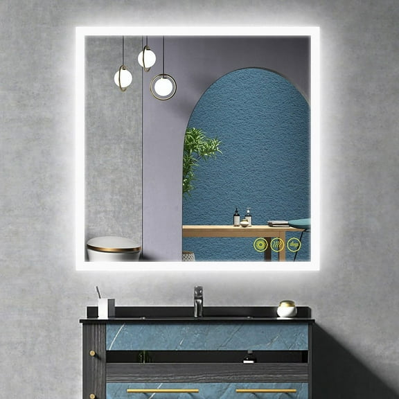 ANE012-Brio Lighting-SmartGlow - LED Frameless Anti-Fog Illuminated Bathroom Vanity Mirror-36 Inches Tall and 36 Inches Wide