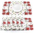 thumbnail image 1 of manteles individuales navideños, manteles individuales navideños con flores de Pascua bordadas para la cena navideña, decoraciones de mesa navideñas de 11 × 17 pulgadas, 1 of 5