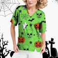 thumbnail image 2 of iTNHFP Hauts pour Femmes Tendance Col en V Manches Courtes avec Poches Robe Imprimée Mode Décontractée T-Shirt Haut, 2 of 5