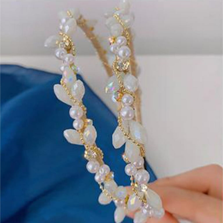 Pearl Headband Headbands for Women Girls White Pearls Gold