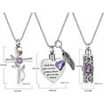 thumbnail image 4 of 3 Pack Birthstone Cylinder Cross Heart Urn Necklace for Ashes Cremation Jewelry for Ashes for Women Men Loved One Keepsake Memorial Mini Urn Holder, 4 of 7