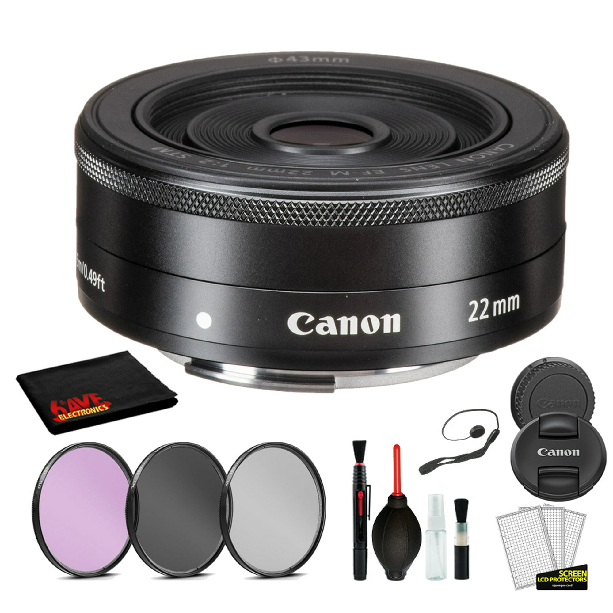Canon EF-M 22mm f/2 STM Lens (Graphite) Lens with Bundle
