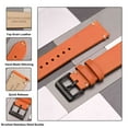 thumbnail image 4 of Quick Release Leather Watch Bands for Men Women,18mm Military Style Top Grain Leather Watch Strap,Orange with Black Buckle, 4 of 8