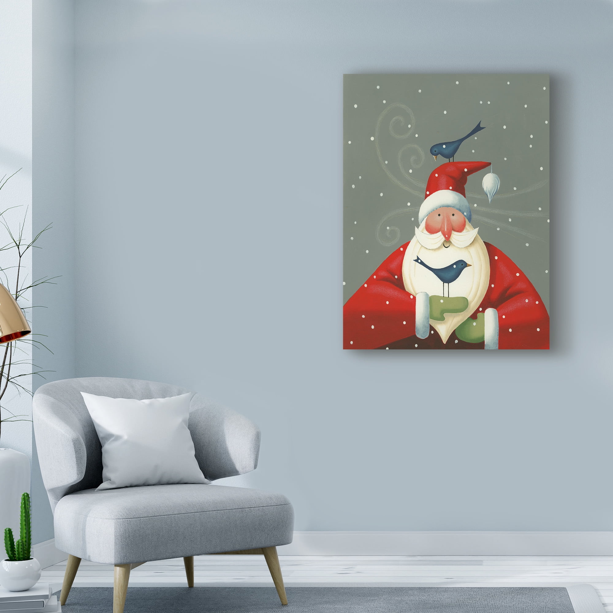 Trademark Fine Art 'Santa With Bluebirds' Canvas Art by Margaret Wilson