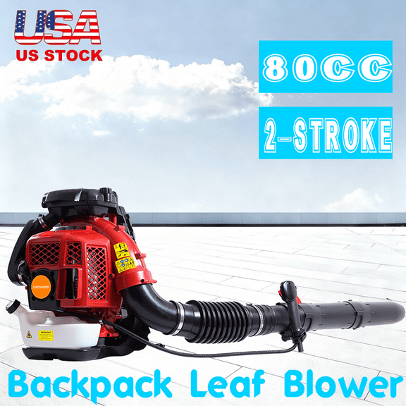 80CC Gas Powered Backpack Leaf Blower, 4.8 HP 2 Cycle 900 CFM 206 MPH , Commercial-Grade Gas Leaf Blower for Landscaping, Snow Removal, and Heavy-Duty Yard Work