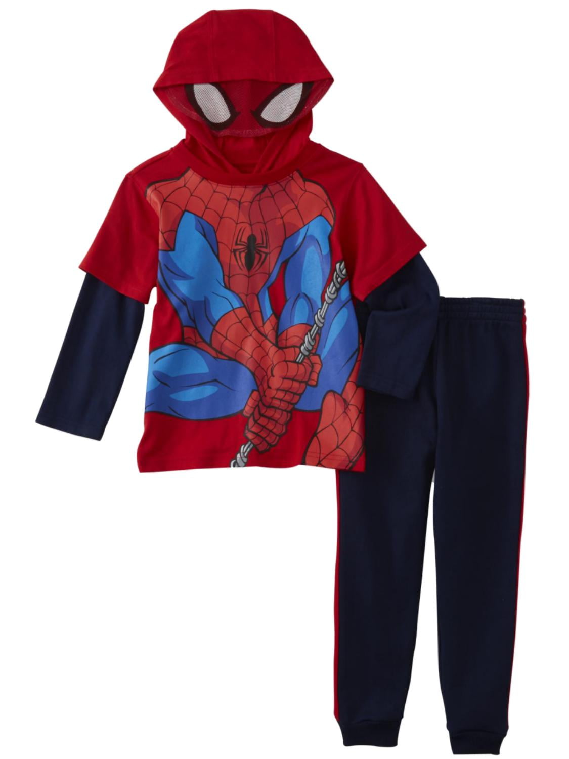 New Ultimate Marvel Heros Spiderman Toddler Boys Nylon Outfit Jacket Pants 2T-4T 