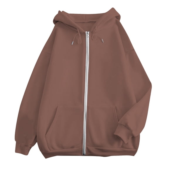 Women's Casual Solid Color Zipper Pocket Hoodie - Stylish and Comfortable for Everyday Wear Versatile Fashion for Women