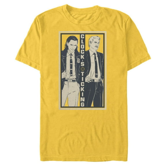 Marvel Loki and Mobius Clock's Ticking Retro Orange - Short Sleeve Blended T-Shirt for Adults - Customized-Yellow