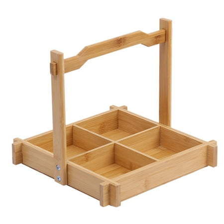 

1Pc 4 Compartments Sushi Serving Plate Divided Sushi Tray Wooden Food Plate