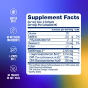 OceanBlue Omega-3 2100 Triple Strength Fish Oil Supplement, 180 Softgels, EPA DHA, Burpless, Mercury-Free, Total Body Wellness Support
