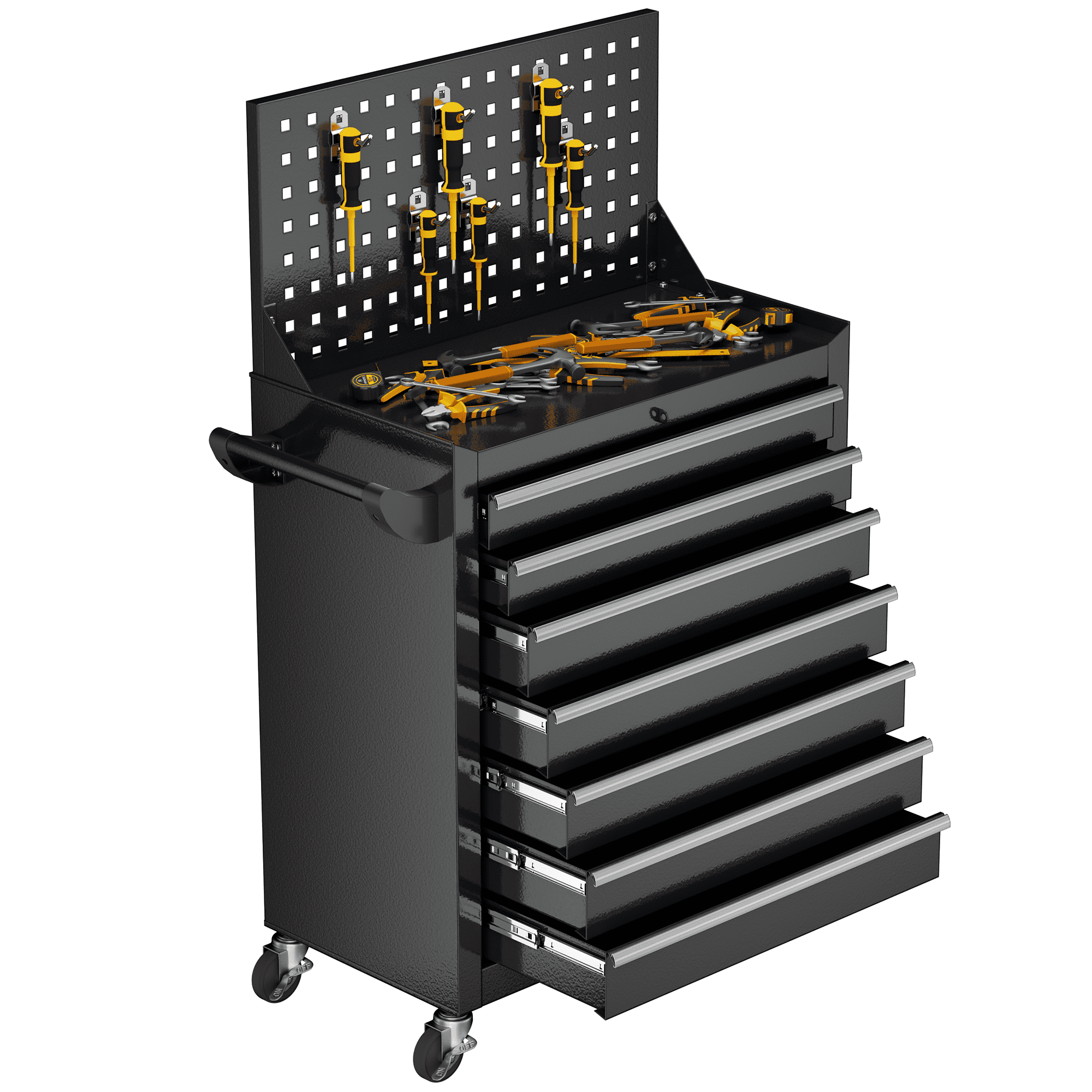 Suncrown, 7-Drawer Metal Tool Chest, RRK150, Black - Walmart.com