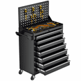 thumbnail image 2 of SUNCROWN 7-Drawer Metal Tool Chest with Pegboard, Rolling Tool Cart with Wheels, Tool Box,Liners and Locking System for Garage,Warehouse,Workshop, Barbershop(Black), 2 of 12