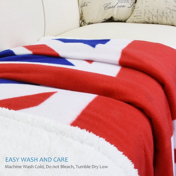 Catalonia Union Jack Blanket UK Flag Sherpa Fleece Blanket | Super Soft Warm Reversible | for Couch Bed Gift for British 50X60 inches
